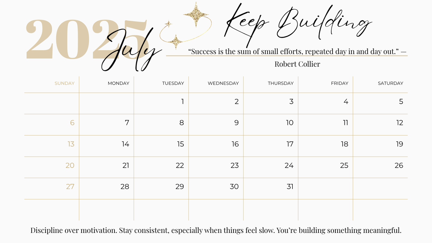 2025 Calendar | July to December - Finish Strong!