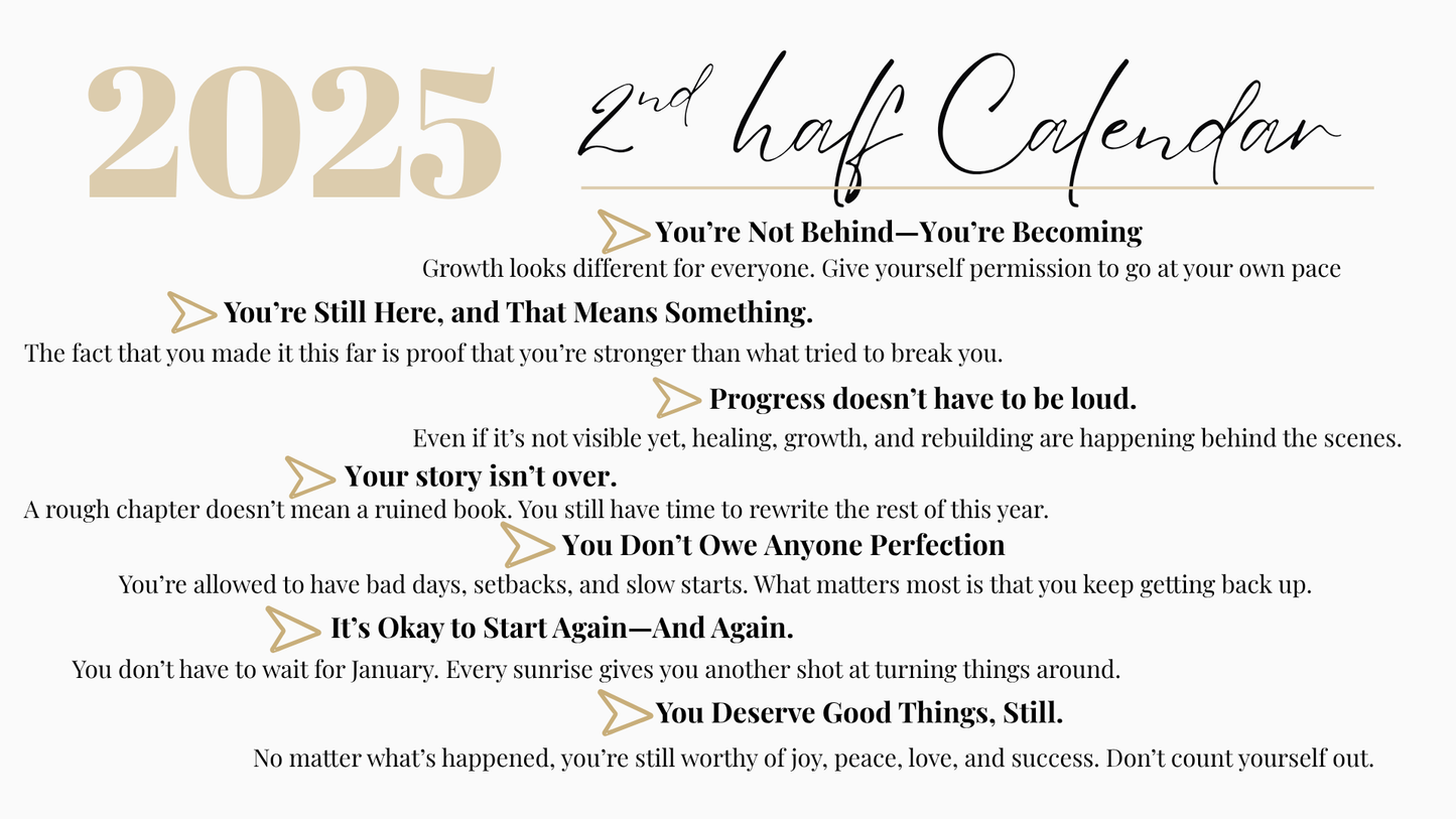 2025 Calendar | July to December - Finish Strong!